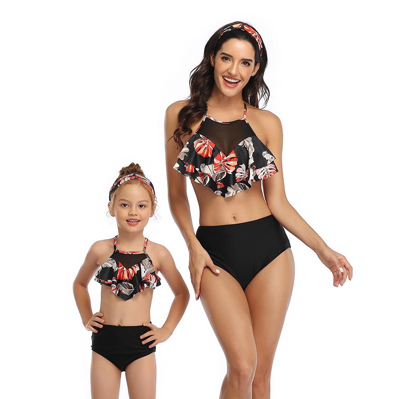 New Arriving Beauty Floral Print Sexy Parent&Child Swimsuit S-XL OM20675