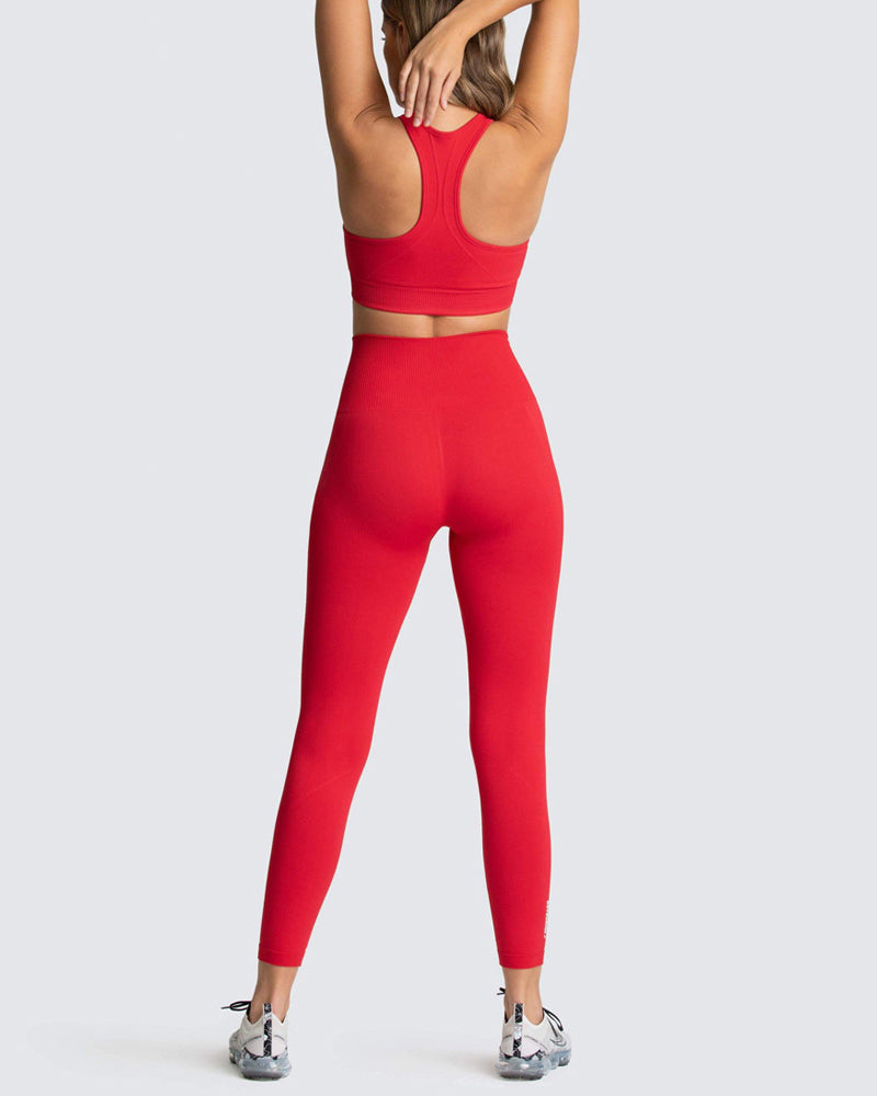 Hot Sale Seamless Slim Knit Sports Yoga Two-piece Sets S-L