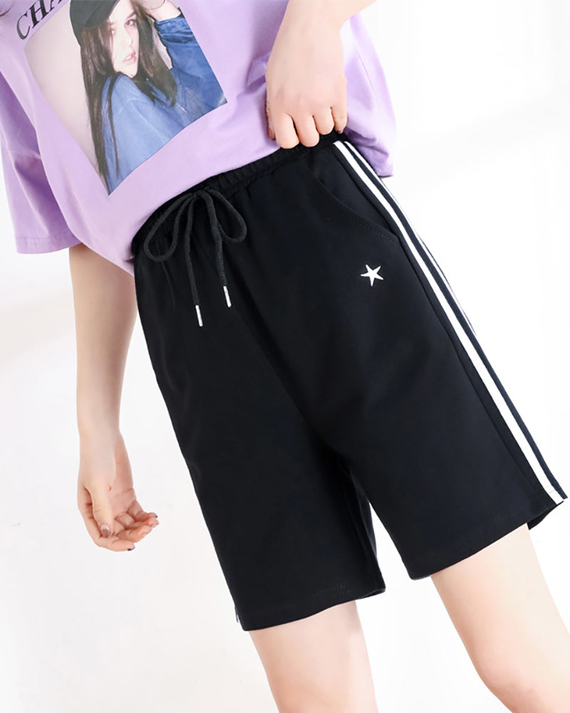 Women Shorts Knee-length Streetwear Leisure Solid Drawstring Loose Summer New Yoga Sport Five-point Pants