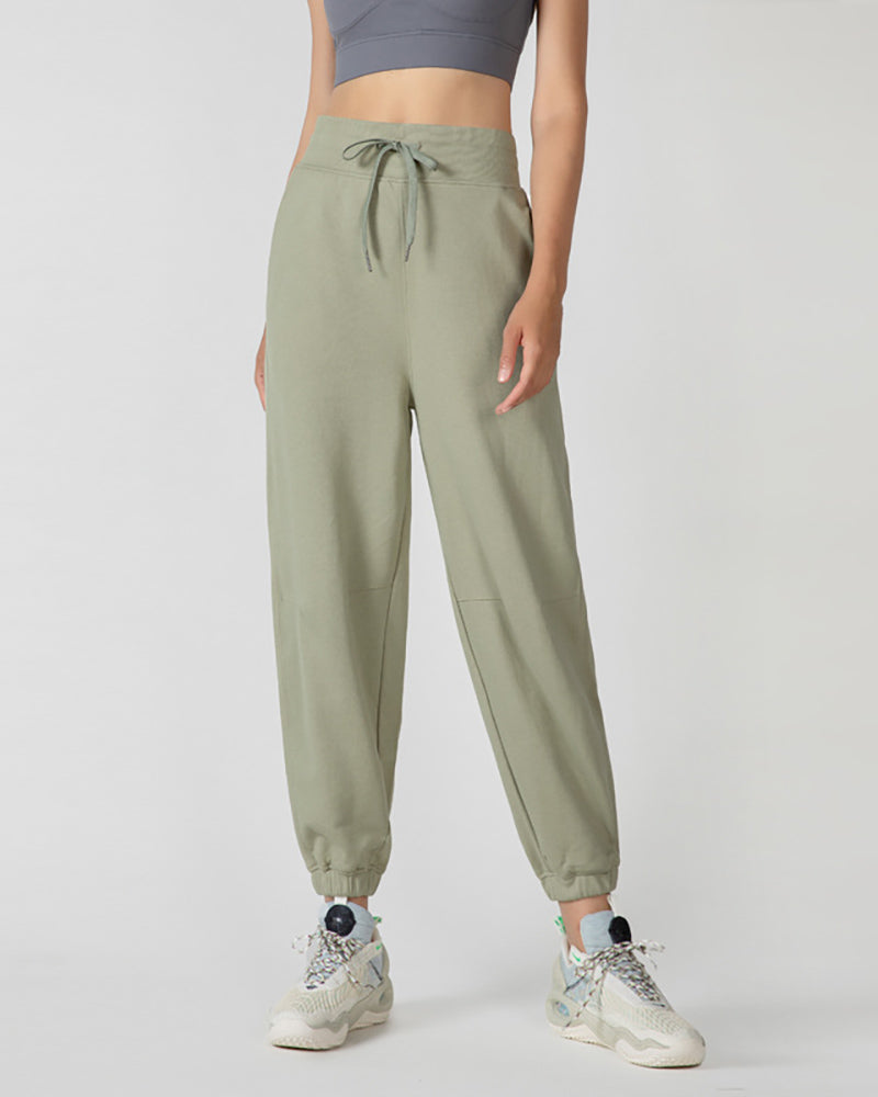 Cotton High Waist Loose Sports Joggers Pocket S-XL