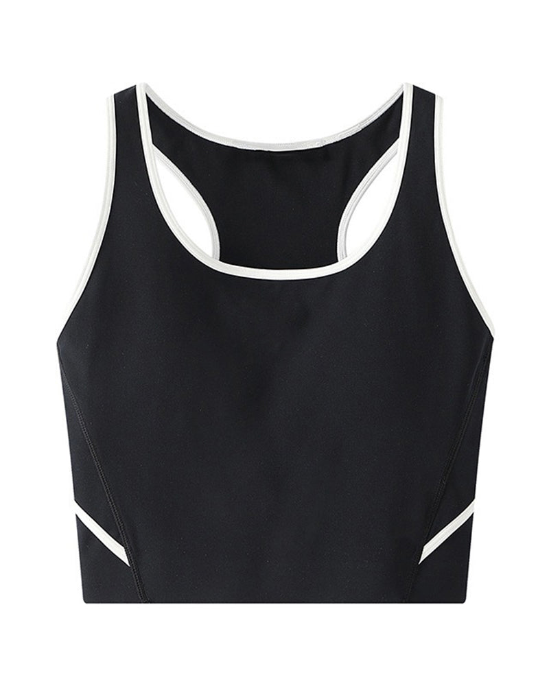 Colorblock Backless Sleeveless Pad Vest White Black S-L