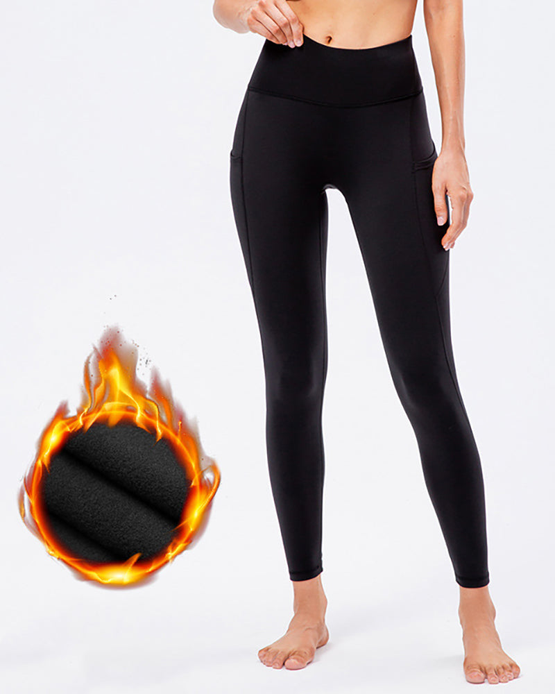 Ladies Fashion New Yoga Nylon Velvet High Elastic Tight Running Training Fitness Pants XS-XXL