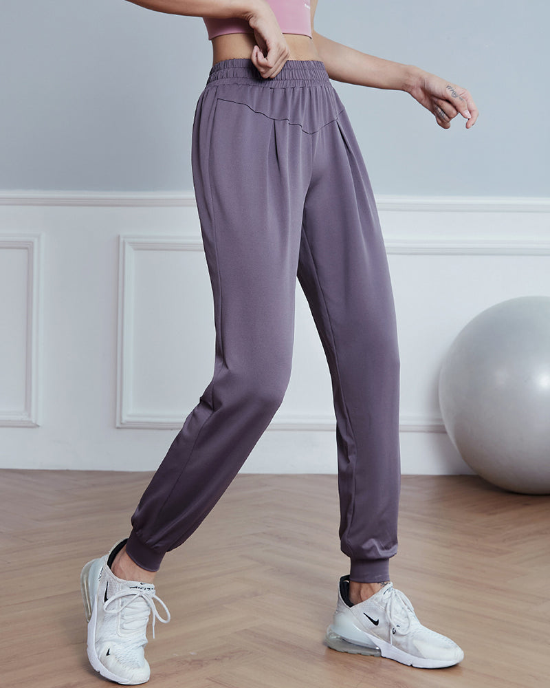 Quick Dry Loose Running Solid Color High Elastic Trousers Joggers Black Gray Blue Purple S-XL