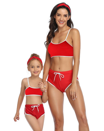 2020 Beauty Cute Printed High Waist Parent-child Swimsuit Split Bikini S-XL