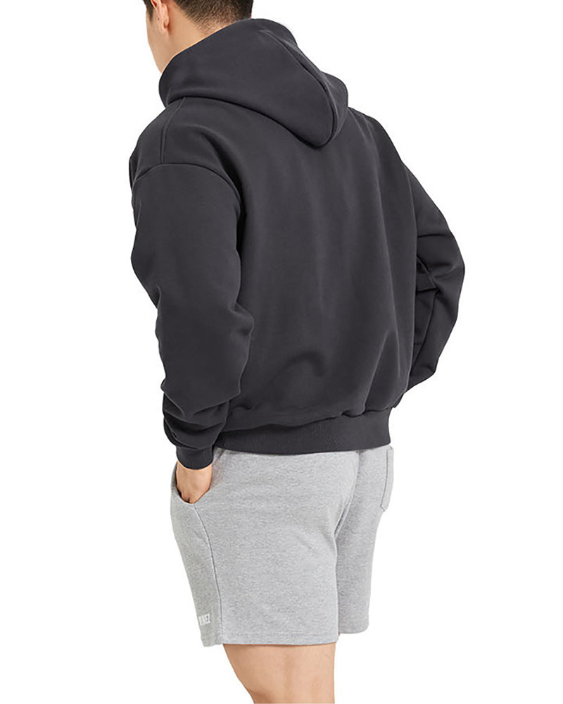 Long Sleeve Hoodies Pocket Pullover Solid Color Men&