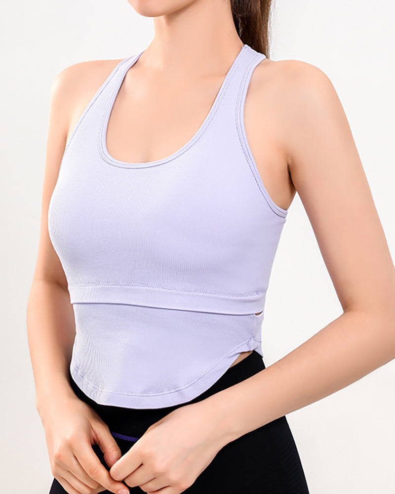 Yoga Seamless Racerback Sports One-piece Vest Female Running Training Cross-Beauty Back Breathable Fitness Top S-L