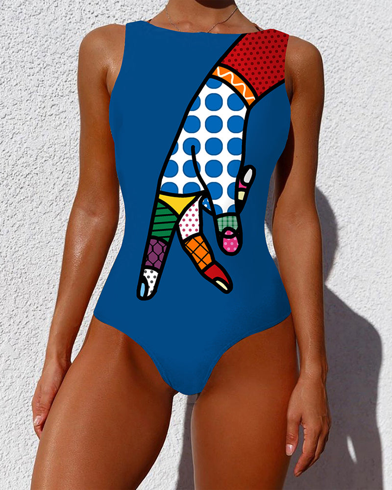 Floral Print Swimsuit Woman One-piece Swimsuit