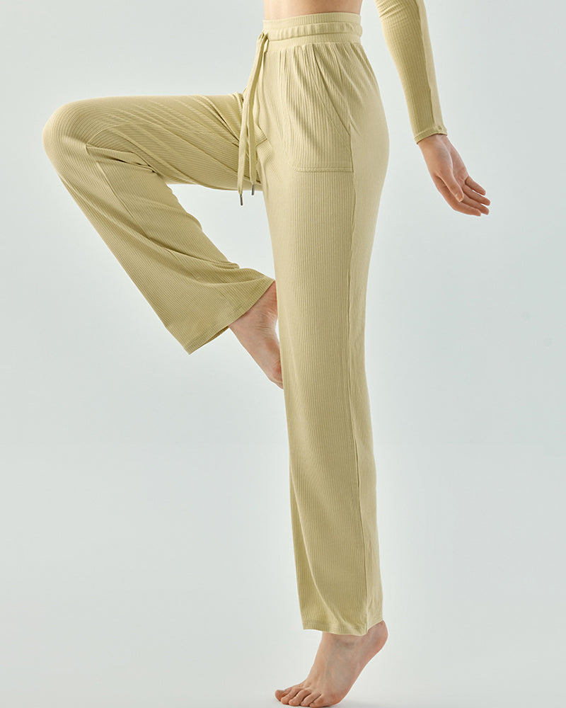 Running Yoga Woman Comfortable Soft Outside Wear Long Yoga Straight Pants Joggers Green Pink Khaki Black S-XL
