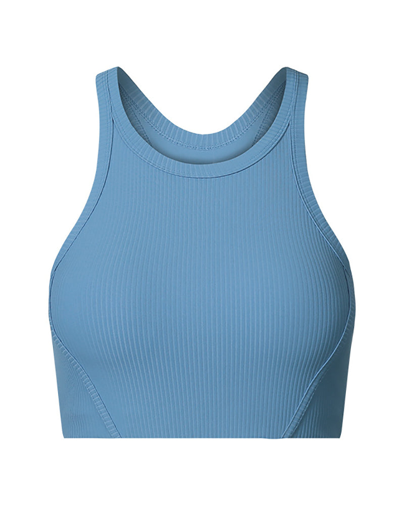 Sleeveless Sports Protection Knit Yoga Bra With Pad 4-12