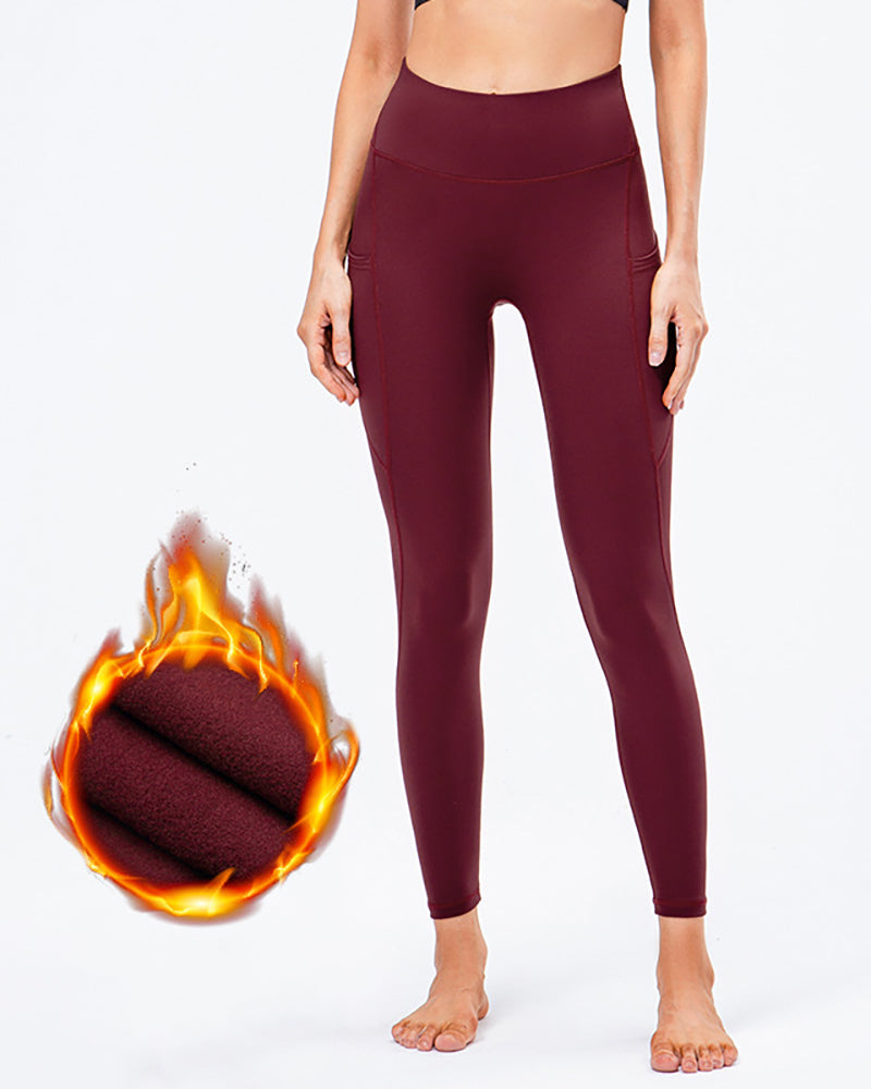 Ladies Fashion New Yoga Nylon Velvet High Elastic Tight Running Training Fitness Pants XS-XXL