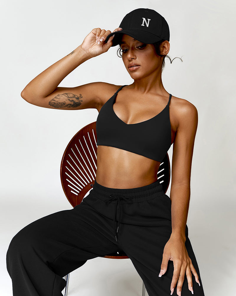 Popular Fabric Sling Bra Sweatpants Yoga Two-piece Sets S-L