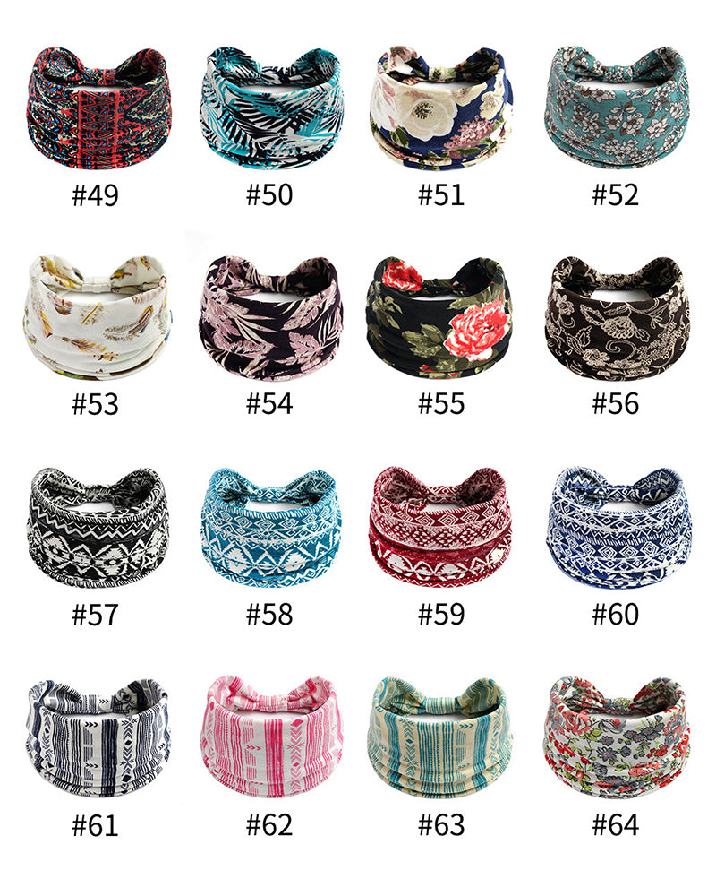 Bandana Headband for Women with Elastic Yoga Headband Outdoor Hairband Adjustable Turban Headwrap