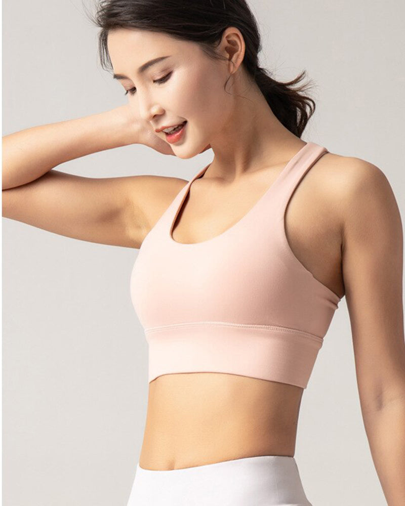 Fitness Sports Bra for Women Push Up Solid Cross Back Yoga Running Gym Training Workout Femme Padded Underwear Crop Tops Female