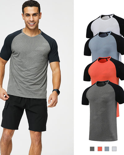 Men's Summer Short Sleeve Colorblock T-shirt Black White Gray Orange M-3XL