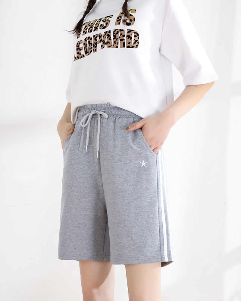 Women Shorts Knee-length Streetwear Leisure Solid Drawstring Loose Summer New Yoga Sport Five-point Pants