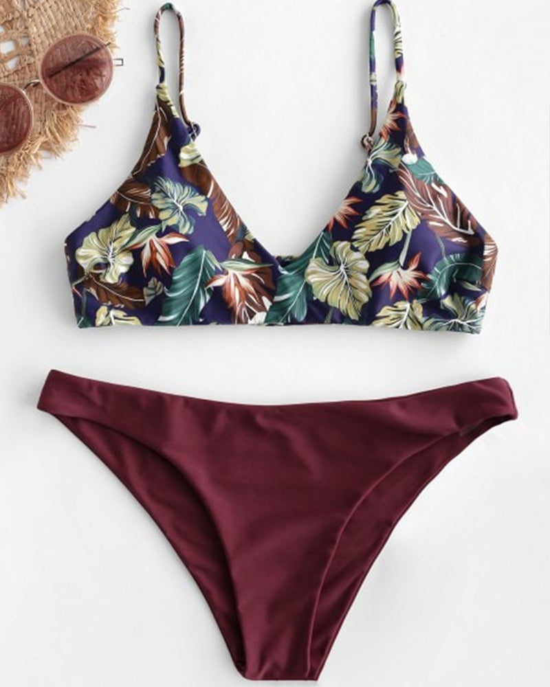 Printed Sexy Simple Style Triangle Bikini Two-piece Swimsuit YY10241