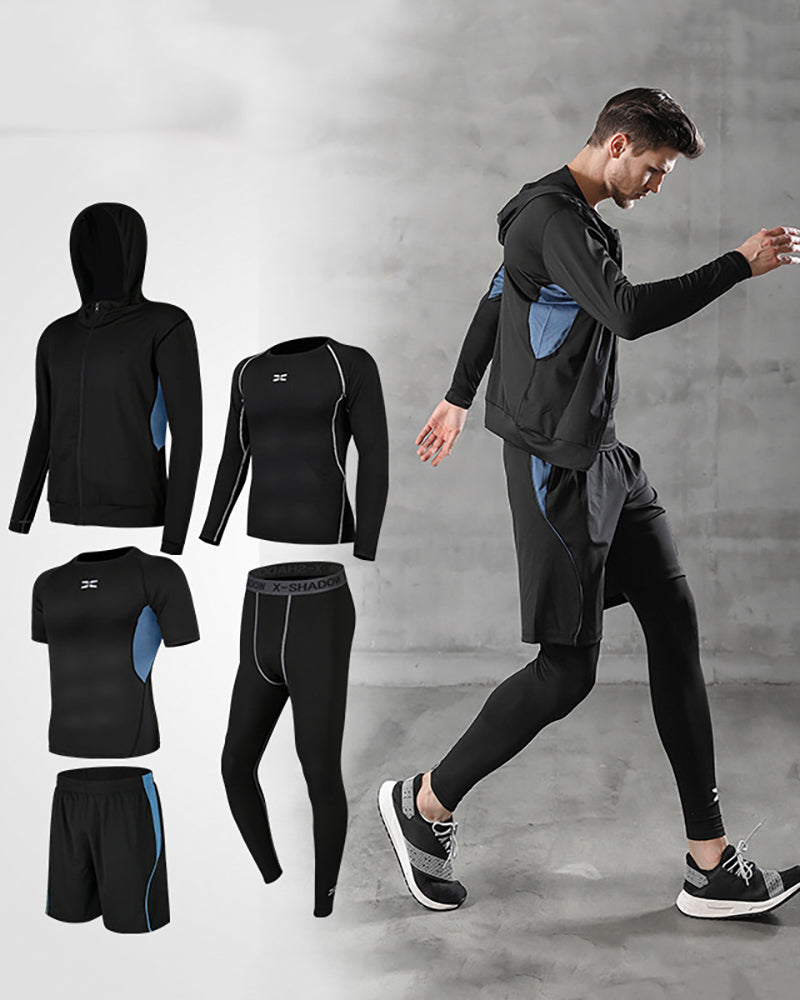 Mens Patchwork Casual Running Sports Training Sports Suits Active Wear S-3XL