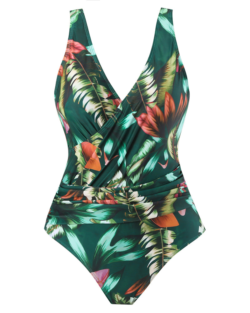 Boho Summer Sexy Printed V Neck Cover Up Two-piece Swimsuit S-XL