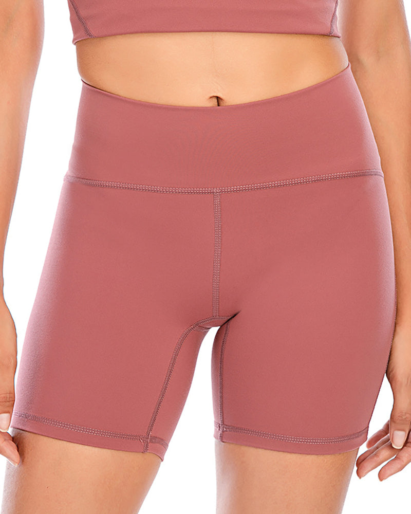 Nude Yoga Shorts Wear Tight-Fitting High-Waist Breathable Running Fitness Solid Color S-XXL