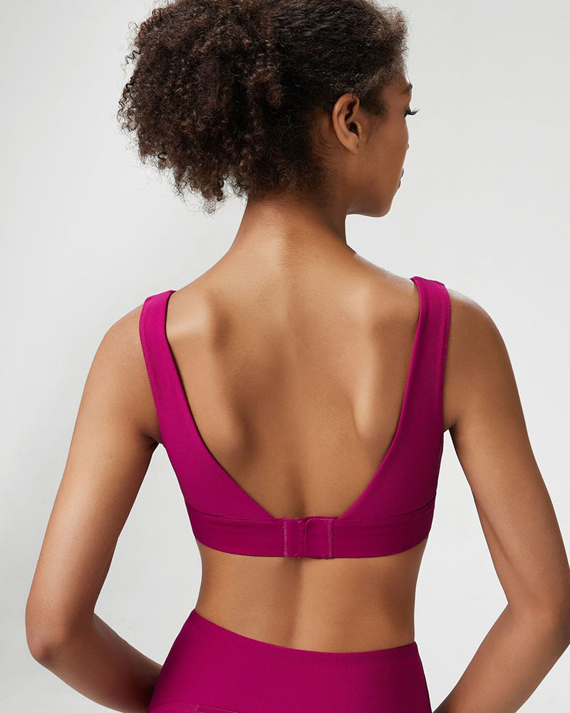 Women Adjustable Back Button Fixed Pad Yoga Bra S-XL