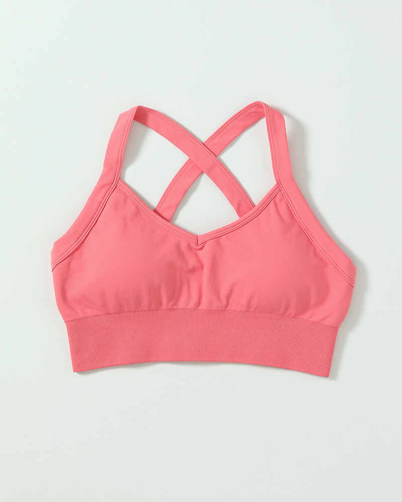 Solid Color Back Cirss Women Sports Bra S-L