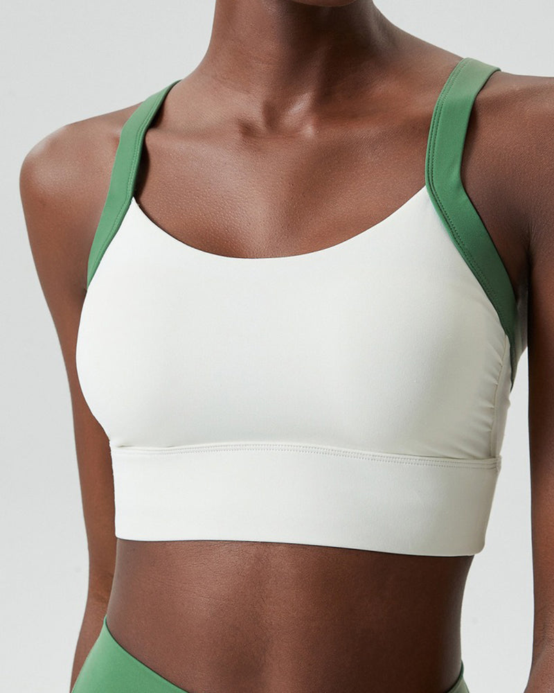 Colorblock Fixed Cup Cat Ear Back Sports Bra S-XL