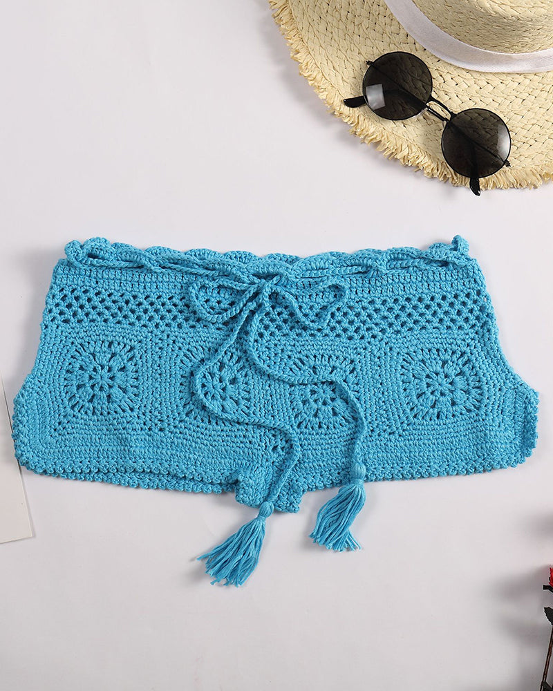 New Women Knit Crochet Shorts Beach Sexy Floral Hollow Out Shorts Ladies Summer Holiday Solid Slim Mini Short Bottoms OM26001