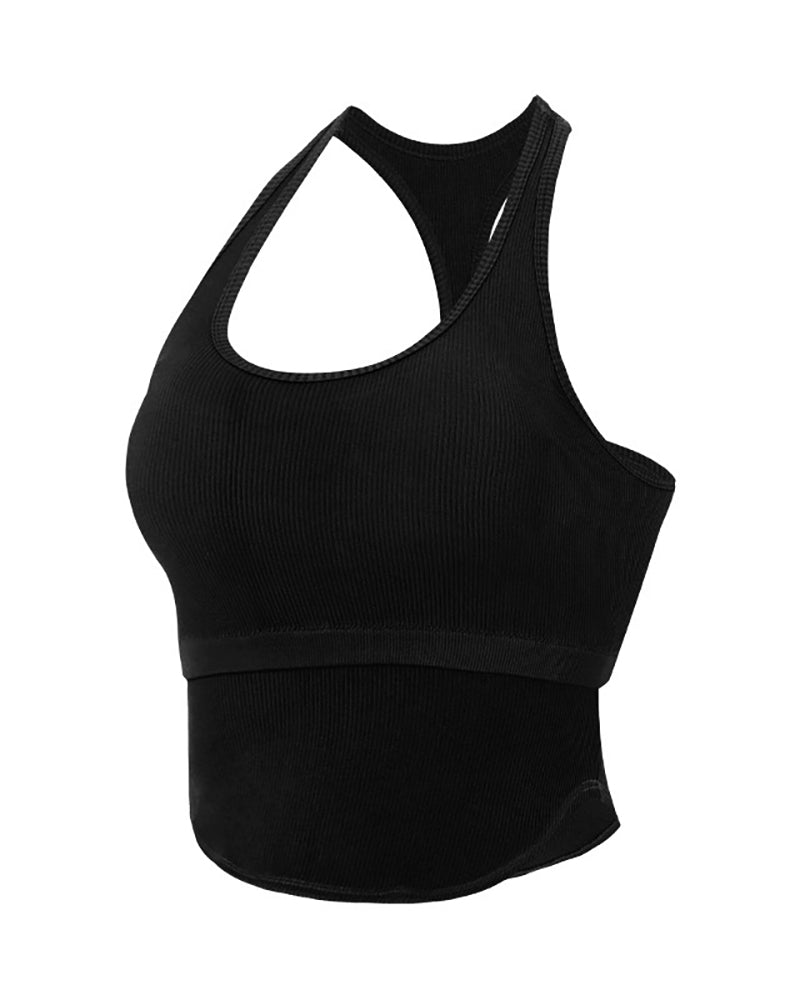 Yoga Seamless Racerback Sports One-piece Vest Female Running Training Cross-Beauty Back Breathable Fitness Top S-L