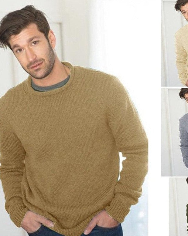 2021 Men O-neck Cotton Pullover Autumn Winter Solid Comfortable Warm Long Sleeve Clothes Knitted Casual Hombre Sweater Hot Sale