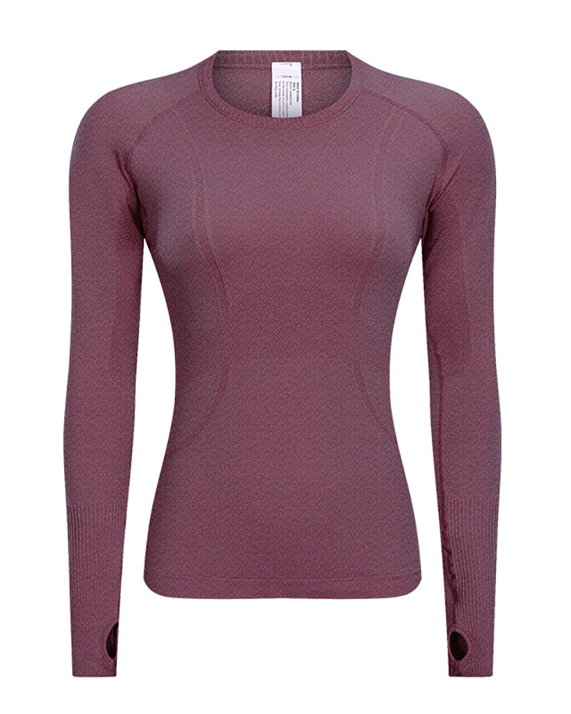 Autumn Crew Neck Long Sleeve Sports Yoga Women T-shirt 4-10