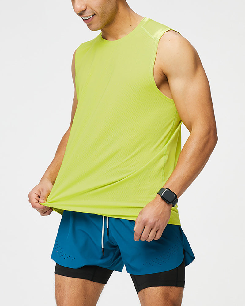 Summer Breathable Outside Running Training Vest White Blue Orange Black Fluorescent Green M-3XL