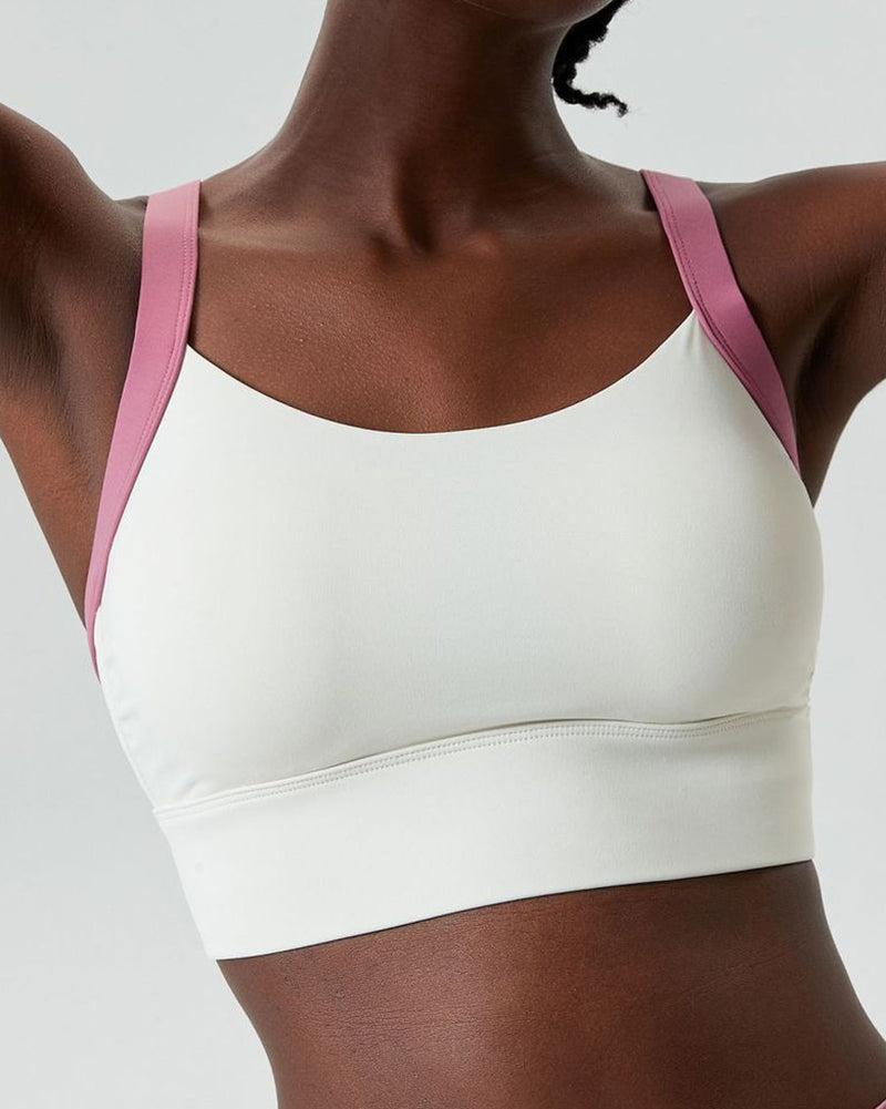 Colorblock Fixed Cup Cat Ear Back Sports Bra S-XL