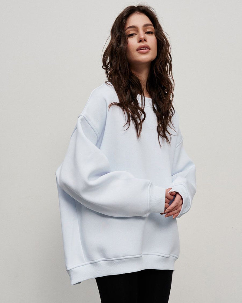 Crew Neck Loose Oversize Long Sleeve Pullover Sweatshirt S-L