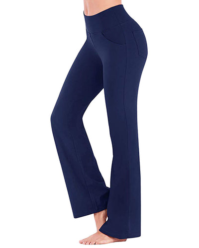 Hot New Style Pocket High Waist Micro Flared Wide Leg Trousers Casual Style Solid Color S-4XL