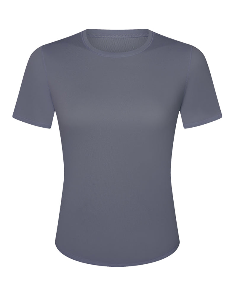 Women Sports Running Solid Color Quick Dry Breathable Tennis Top T-shirt 4-12