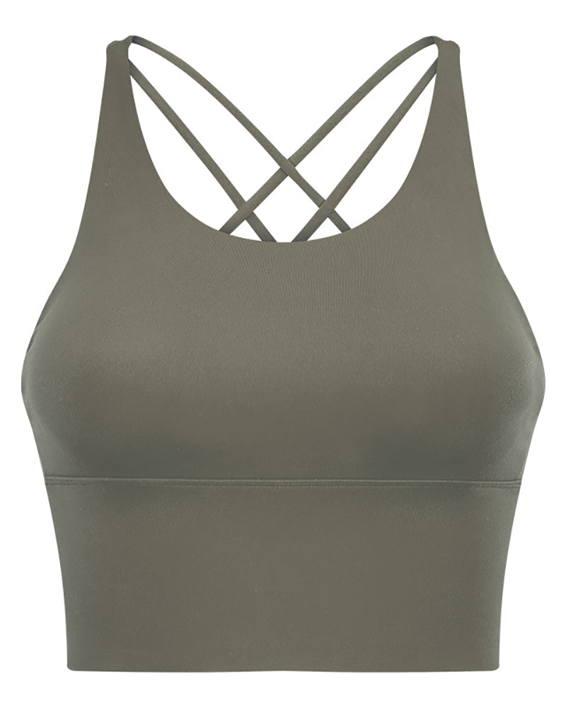 Women Strappy Criss Cross Sports Fitness Backless Bra 4-12