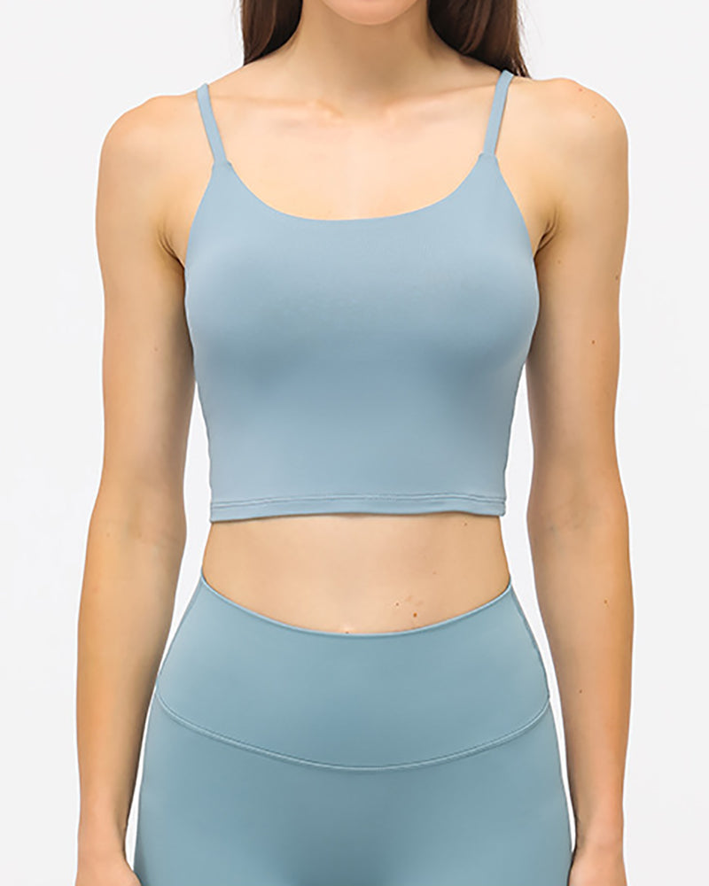 Women Solid Color Strap Sports Running Yoga Tops Vest S-XL