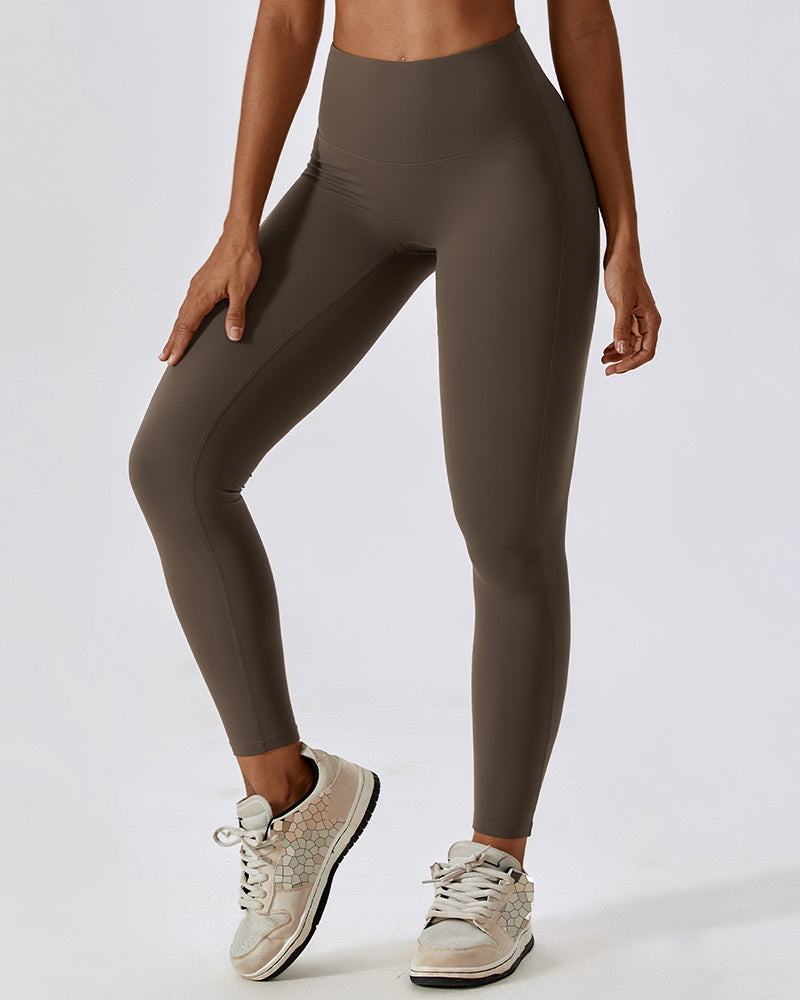 Quick-Drying Naked Feeling Lift Hips Yoga High Waist Running Pants Black Gray Coffee Blue Apricot S-XL