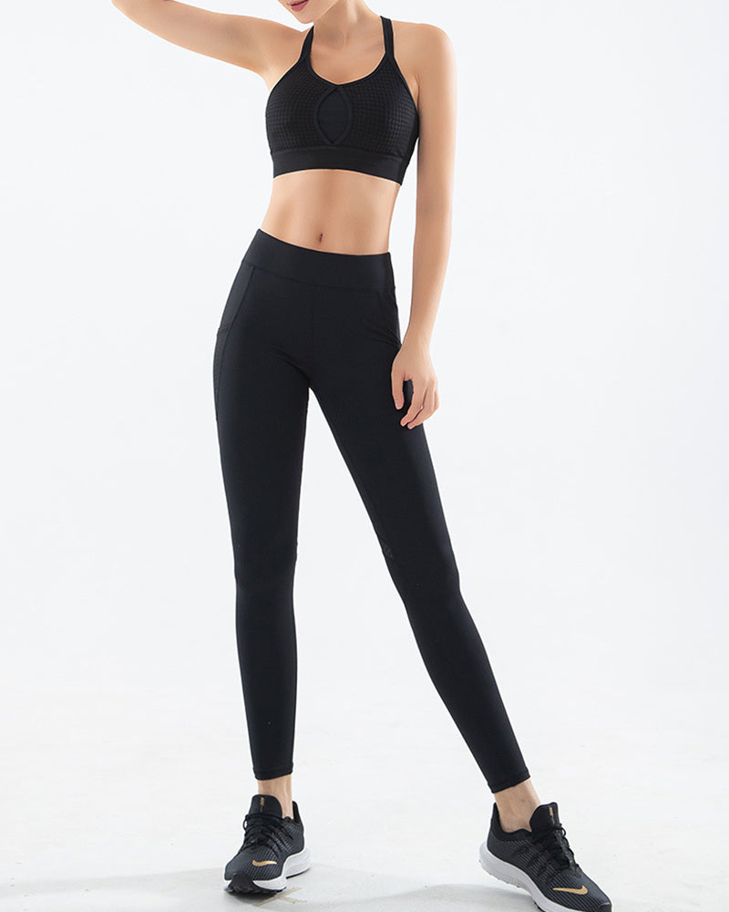 New Yoga Suit Sports Fitness Bra Tight-Fitting Hip Pants Two-Piece Suit S-XL Pants Sets