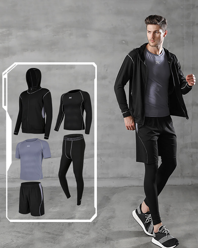 Mens Patchwork Casual Running Sports Training Sports Suits Active Wear S-3XL