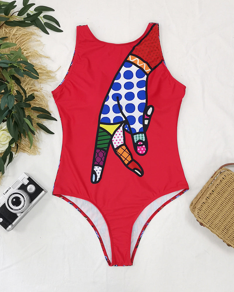 Floral Print Swimsuit Woman One-piece Swimsuit