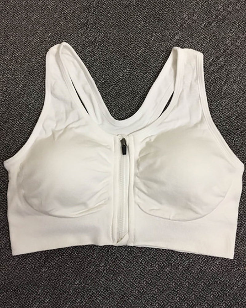 Women Running Shockproof Fitness Clothing Sports Underwear Bras Front Zipper Sexy Gathered Bra