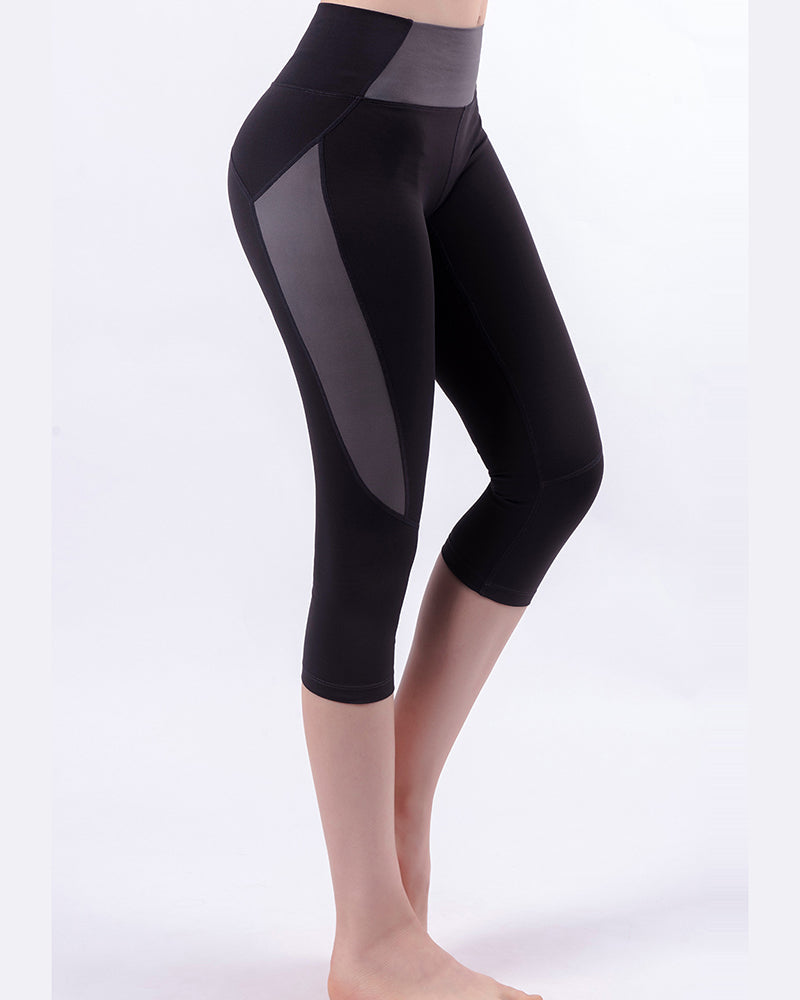 New Yoga Pants Women High Waist Hips Seven Points Tights High-bounce Dry Fitness Pants Running Bottom Sweatpants Summer