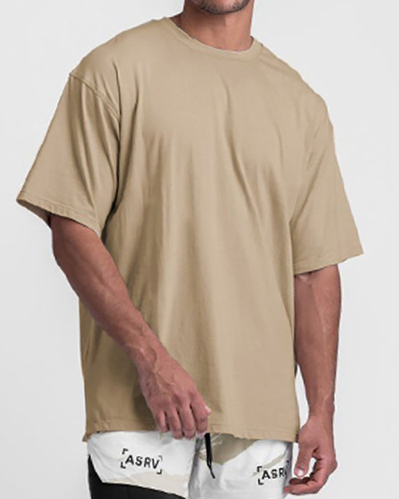 Summer Solid Color Short Sleeve Crew Neck Men&