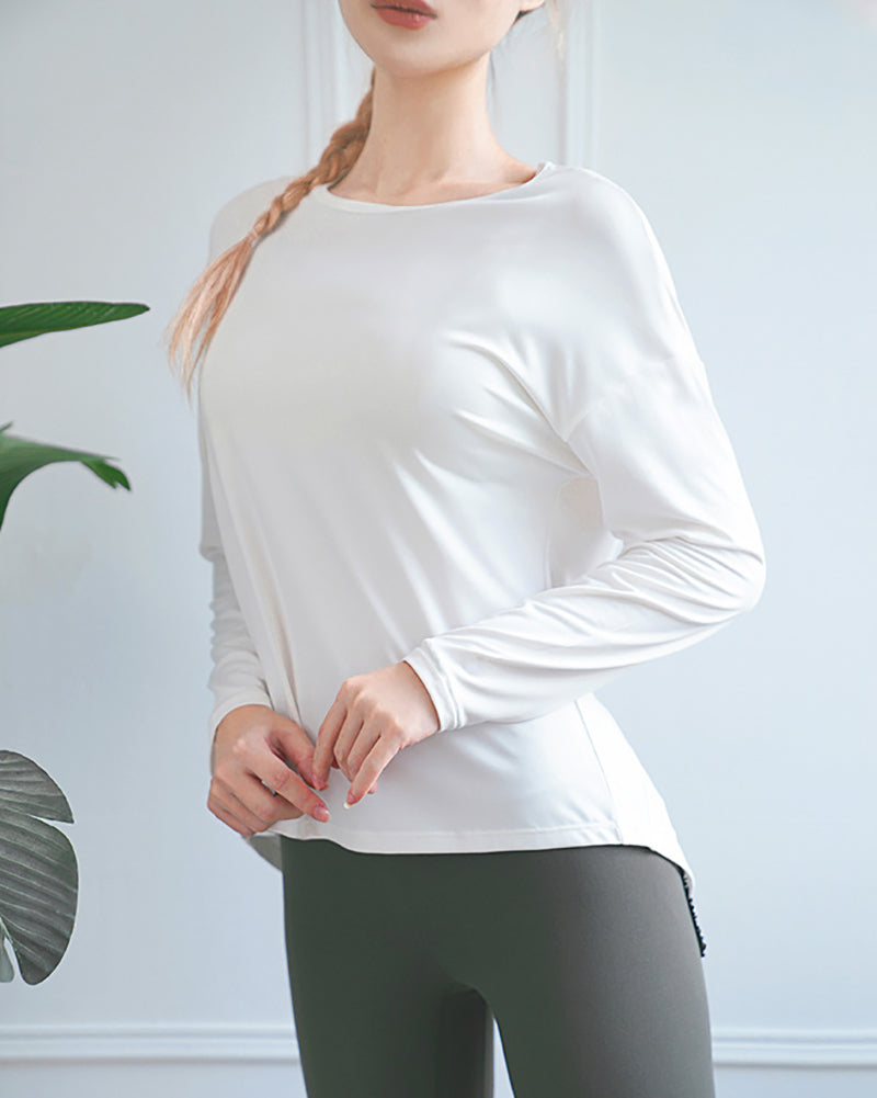 Long sleeved Yoga tops Women Sports Clothing GYM Loose cozy Mesh Thin Fitness Quick-drying running Tops women