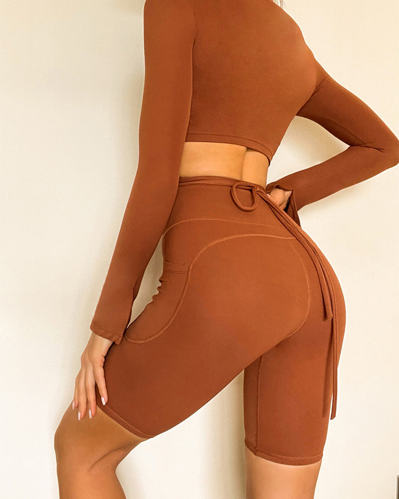 New Nylon Nude Feeling Tight Flared Pants Bra High Elastic Sports Bra Breathable Sweat-absorbing Yoga Wear Bra Shorts Long Sleeve Leggings S-L