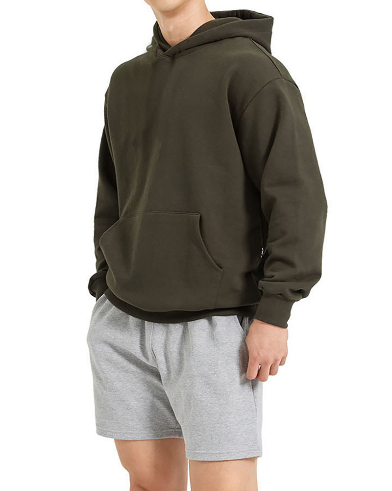 Long Sleeve Hoodies Pocket Pullover Solid Color Men&