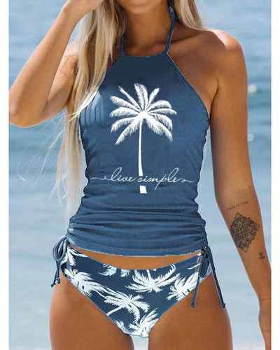 Coconut Bikini Set Drawstring Side Tankini Swimwear