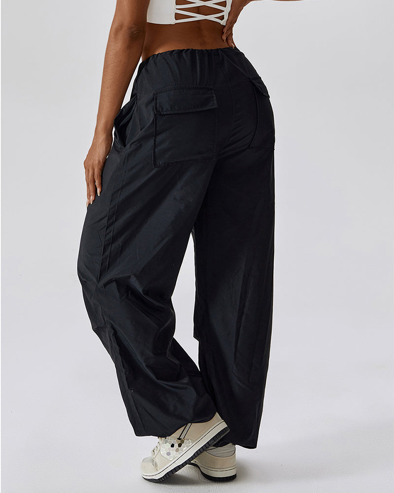 Summer Women Loose Casual Style Sports Adjustable Wide Leg Pants Joggers S-L