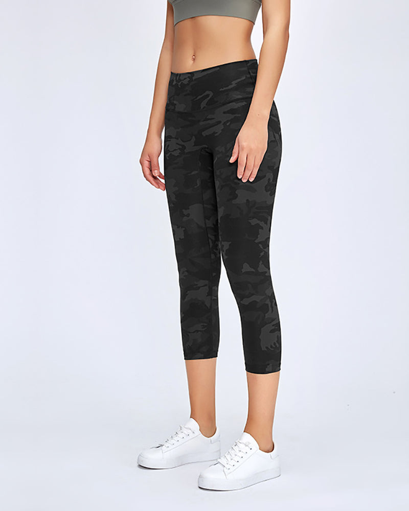 Lady Solid Color Sporty Yogo Pants Black Brown Gray Green